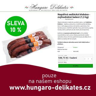 Užijte si oblíbenou klasiku – sedlácká klobása polosuchá, vyzrálá, z vepřového masa, jemné slaniny, papriky, česneku a...